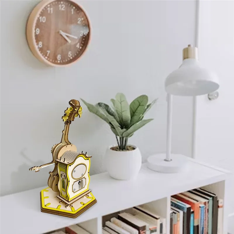 Высокое качество-3D головоломка виолончели деревянная модель комплект с музыкальной шкатулкой для взрослых любителей и любителей DIY