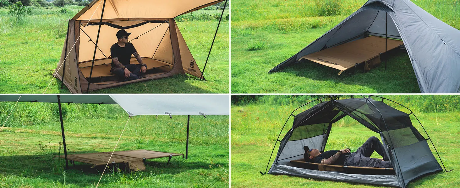 OneTigris SUPRAGRIS Campingliege Ultraleichtes Aluminium-Klappbett für Camping, Wandern, Rucksackreisen, Reisen, Autofahrten, Nickerchen – Detail 8