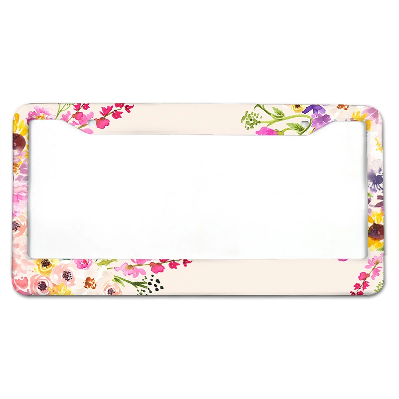 Beautiful Little Flower1 American Standard Aluminum Alloy Car License Plate Cover Car Accessories Waterproof License Plate Cover