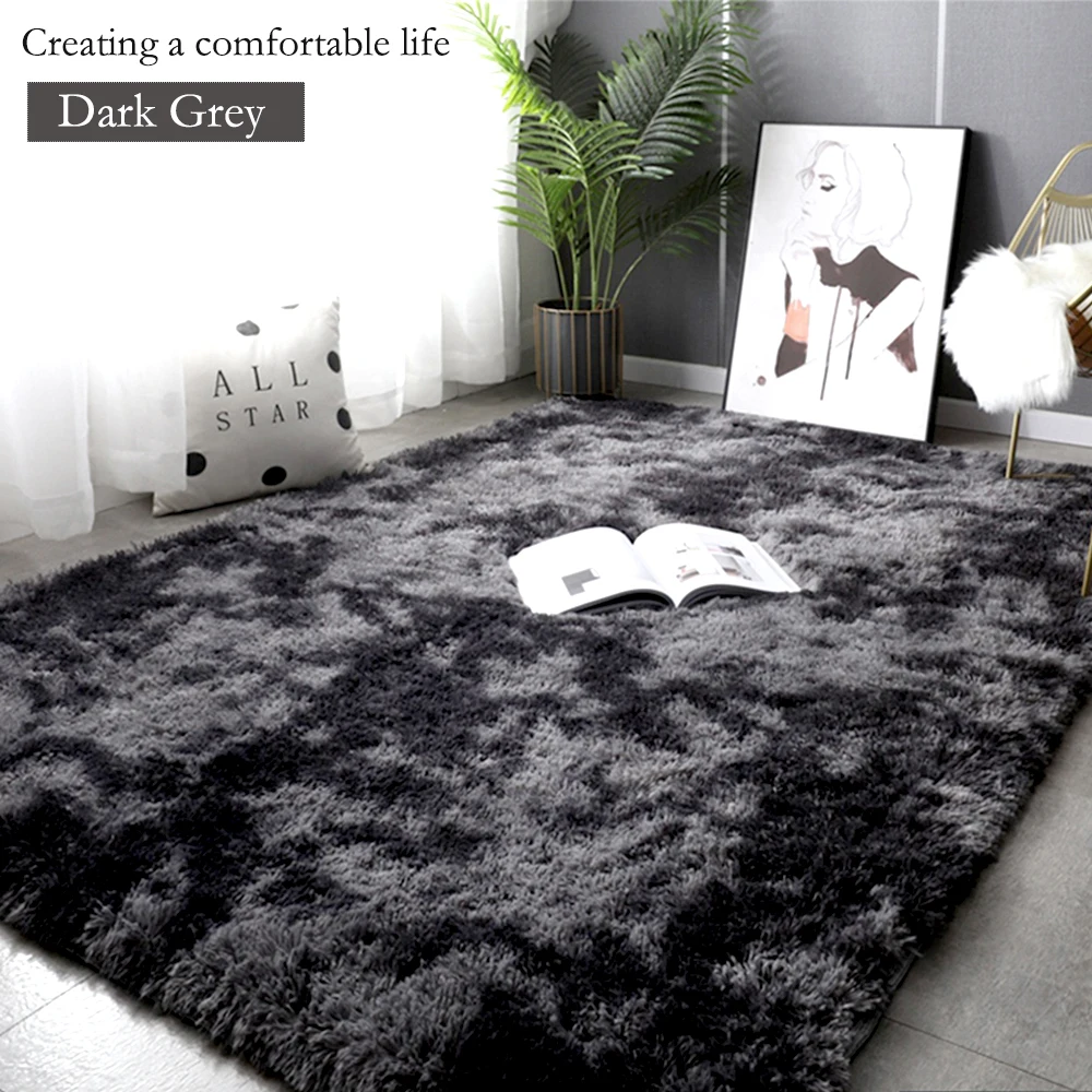 Soft Area Rugs For Bedroom Fluffy, Non-slip Tie-Dyed Fuzzy Shag Plush Soft Shaggy Bedside Rug, Tie-Dyed Living Room Carpet