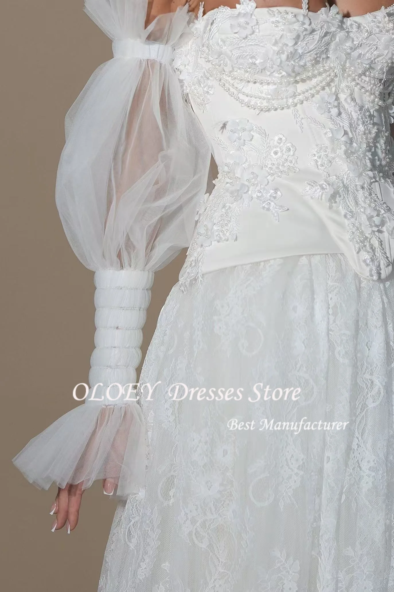 OLOEY Elegant A-line Lvory Strapless Wedding Dress Bridal Gown Sweep Train Vestido De Noiva Customized 2025 Robe De Mariée