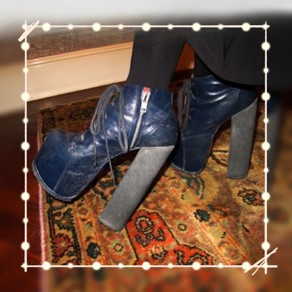 

Черные женские ботинки на молнии с перекрестной завязкой спереди, женская обувь на массивном высоком каблуке, осень-зима, обувь большого размера, 2023, Zapatos Para Mujere