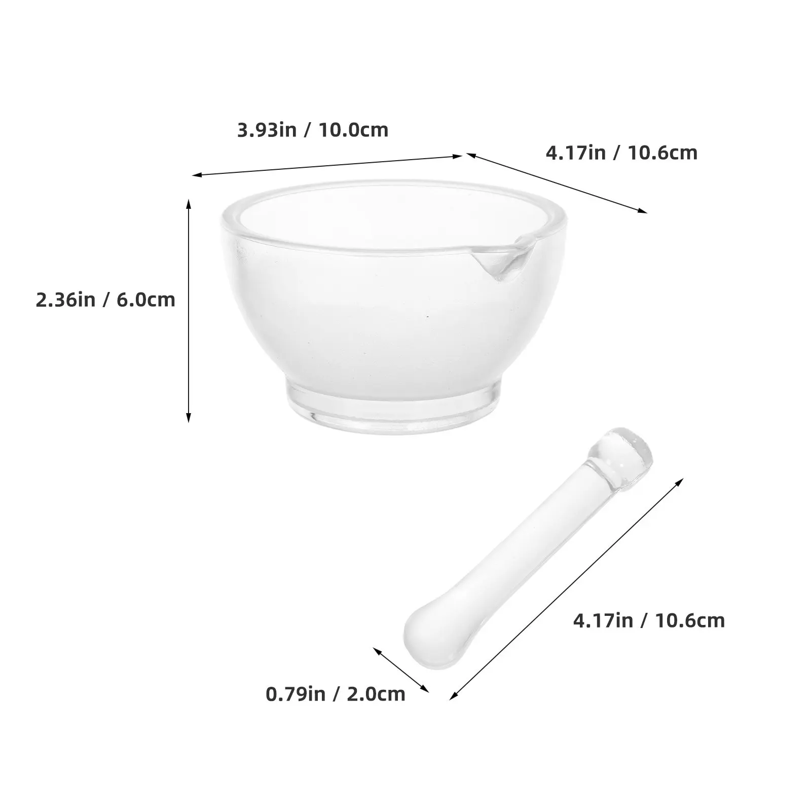 1Set Glass Mortar Pestle Medicine Grinding Tool Mini Clear Grinder Powder Mixer Pharmacy Laboratory Spice Garlic Crusher 8Oz