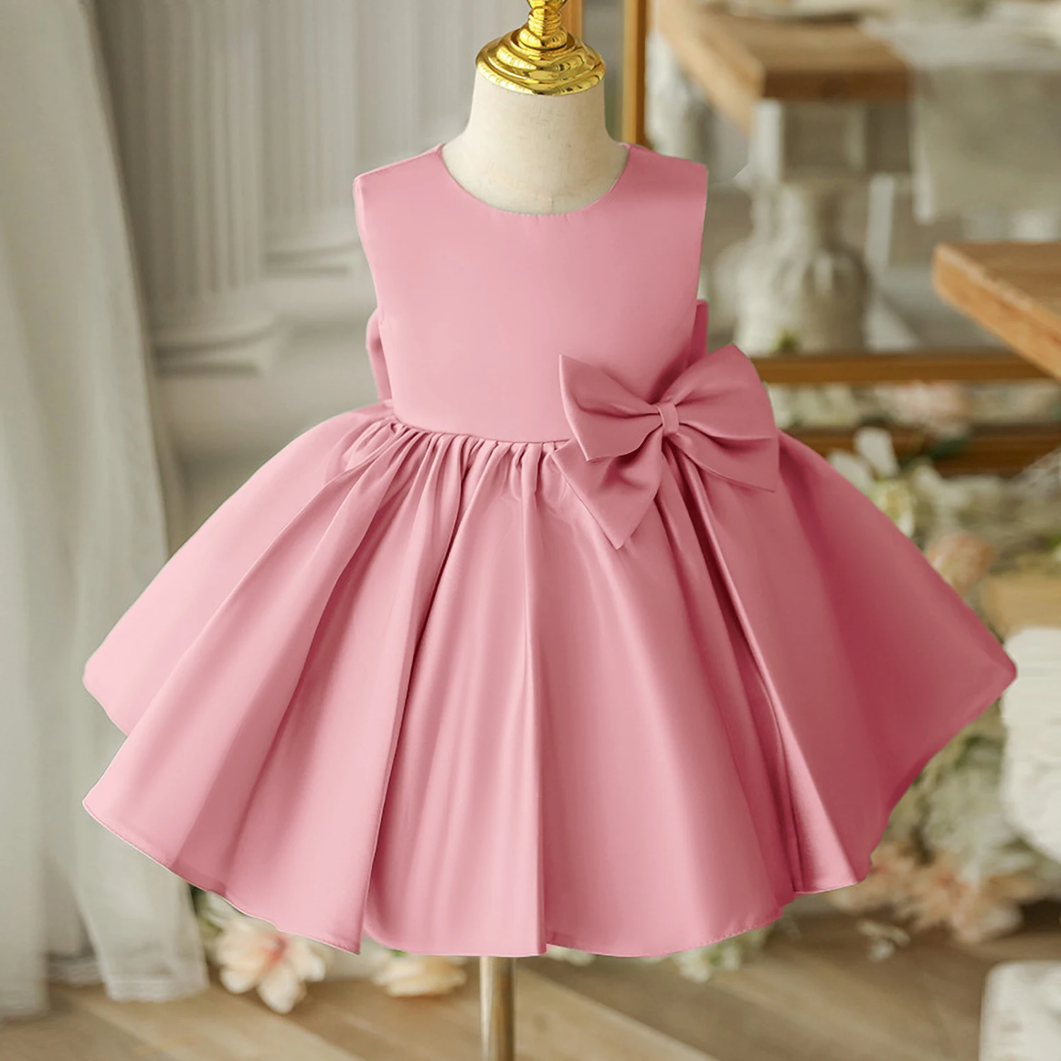 Flower Girl Dresses for Wedding Kids Backless Tulle Tutu  Princess Prom Party Clothes Baby 1st Birthday Baptism White Dress image 3