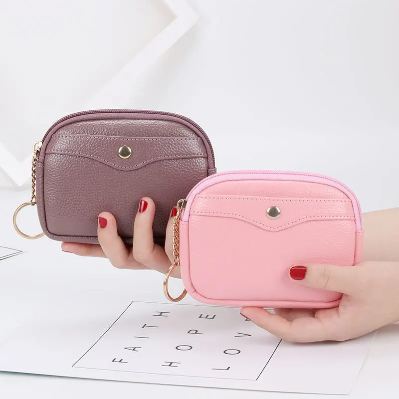 Dompet Pendek Lucu Wanita Dompet Anak Perempuan Gantungan Kunci Ritsleting Clutch Desain Merek Dompet Koin Wanita Kulit Pu Dompet Tempat Kartu Wanita