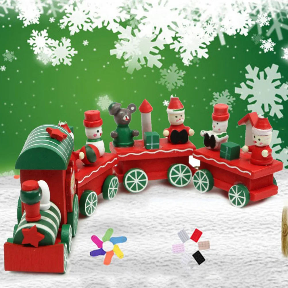 Festive Wooden Toy Xmas Train Christmas Children’s Toys Ornaments Kids Santa Claus