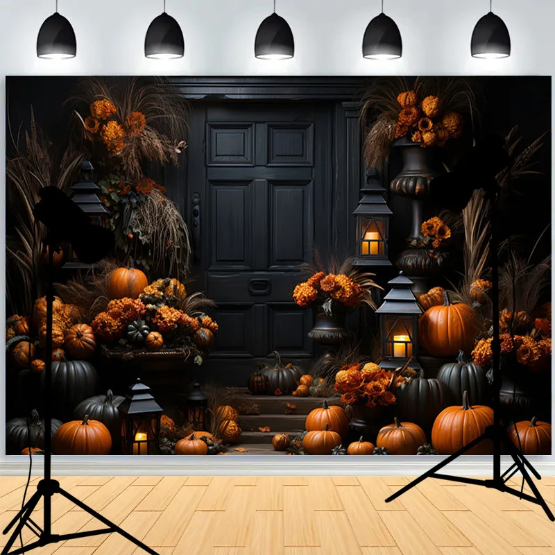 Halloween Day Shadows Photography Background Jack-o-lanterns Ghosts Wander And Spooky Tales Awaken Studio Backdrops BH-26