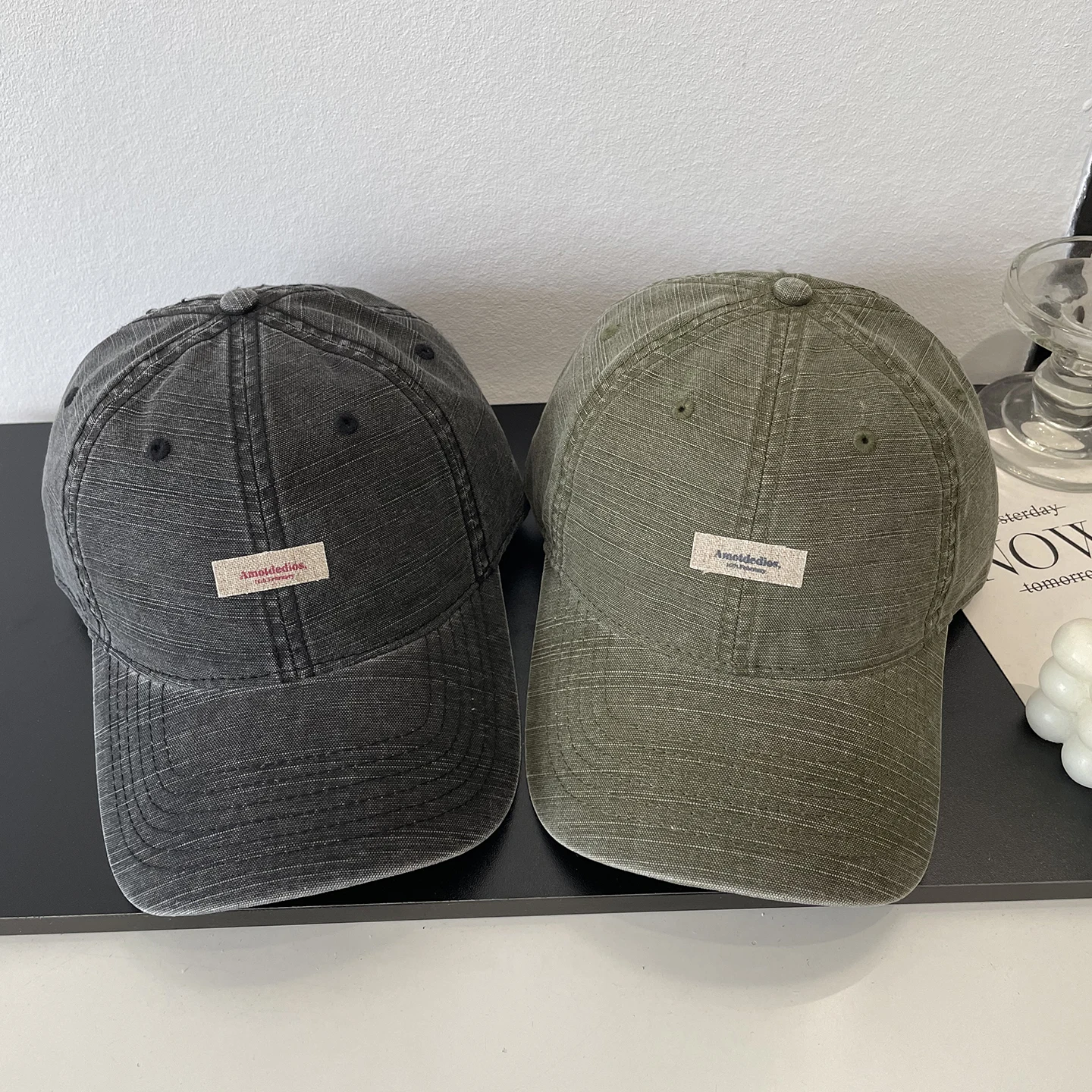 Letter label soft top baseball cap fashionable and simple casual versatile shopping trend cap men