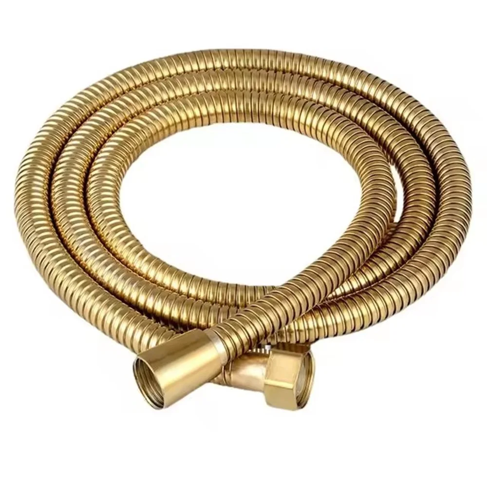 

Gold Stainless Steel Flexible Shower Hose Long Bathroom Shower Water Hose Extension Plumbing Pipe Pulling Tube