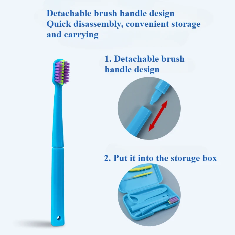 ทันตกรรมทําความสะอาดจัดฟันชุดแปรงฟันที่ถอดออกได้ Interdental แปรงขี้ผึ้งกัดกาวฟันไวท์เทนนิ่งกล่องเก็บ