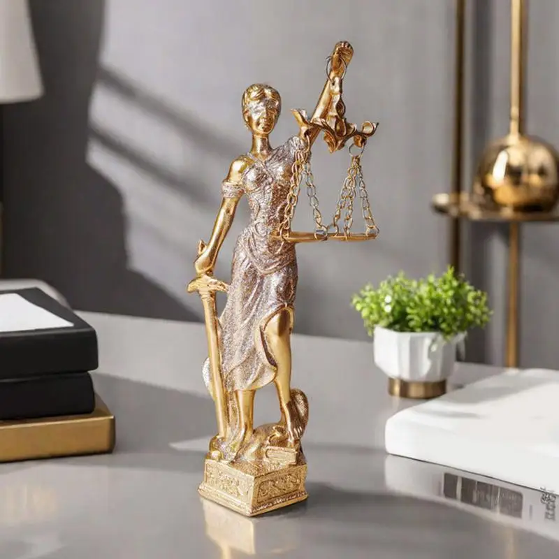 Resin Imitation Copper Goddess of Justice Ornaments Retro Home Decoration Desk Ornaments European Style Creative Living Decor