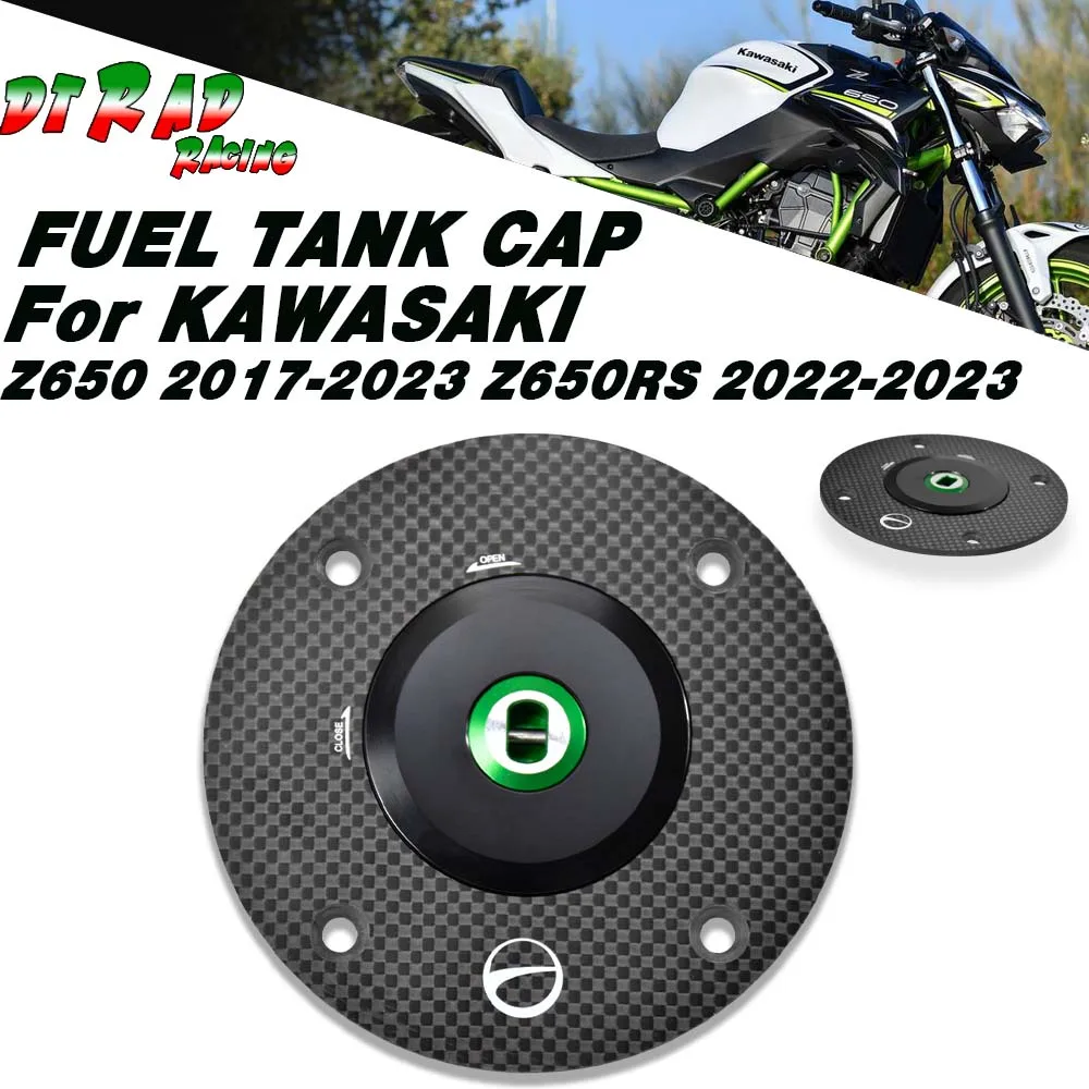 Carbon Fiber For KAWASAKI Z650 2017-2023 Z650RS 2022-2023 Retro Motorcycle Key Lock Fuel Filler Cover Fast Plug Gasoline Cap