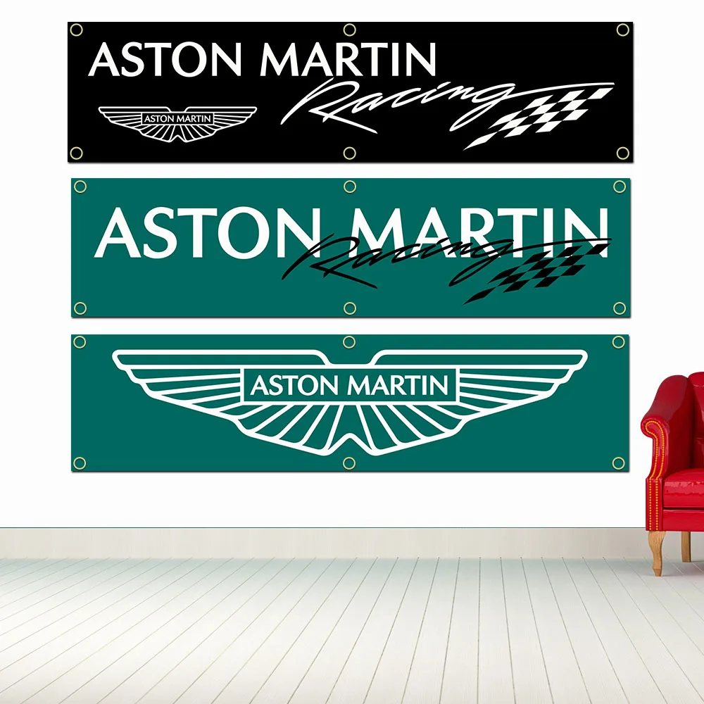 60X240cm Astons Martins Racing Banner Flag Polyester Printed Garage Wall Art Outdoor Decorations Tapestry With Brass Grommets