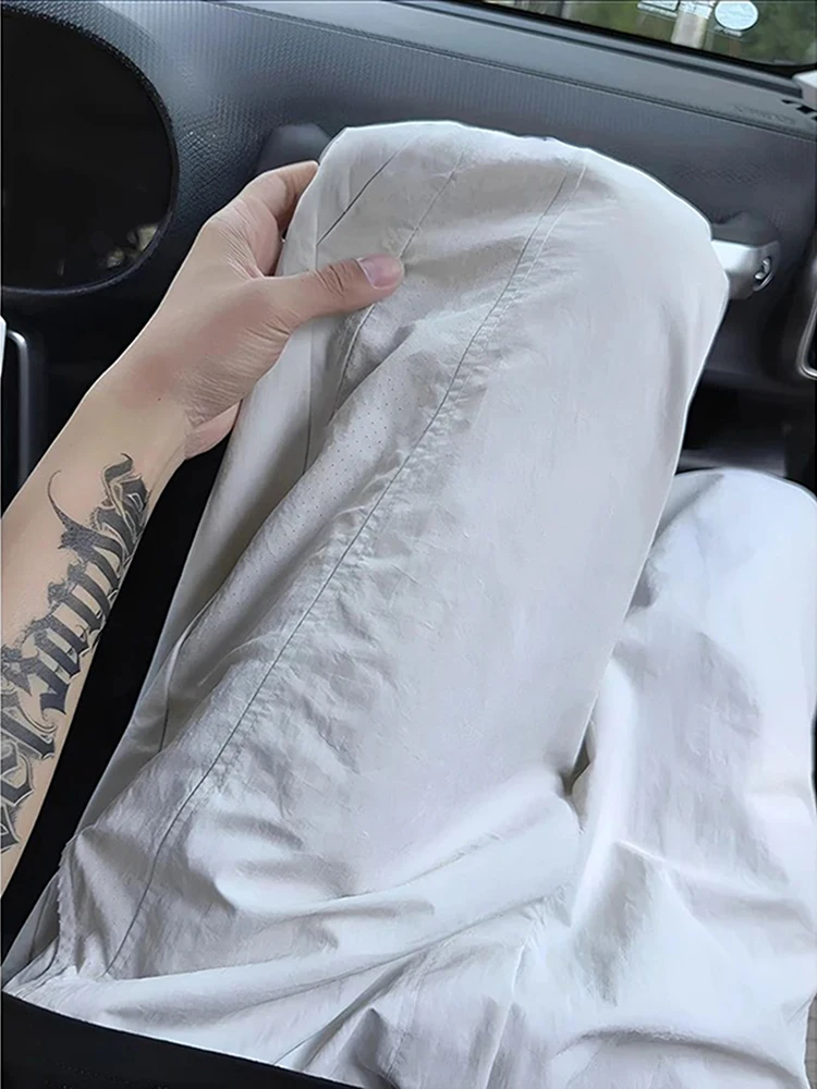 

Мужские летние брюки Qui Dry Laser Drill Ice Silk, уличная спецодежда, спортивные брюки, дышащие прямые джинсы США Sle