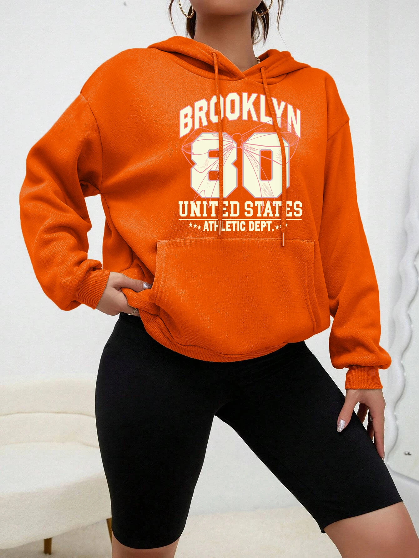 Usa Brooklyn Hoody Woman Number 80  Hoodies United Atates Athletic Dept  Women Hoodie Soft Spring Autumn Sportswear