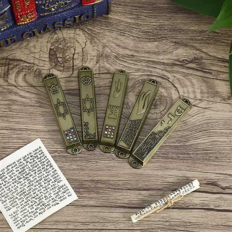 

5pcs Vintage Door Mezuzah Metal Blessing Mezuzah Religious Mezuzah Ornament Religious Gift Mezuzah Plaque Judaica Scroll Decors