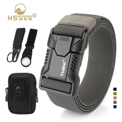 HSSEE New Tactical Outdoor Belt for Men Aluminum Alloy Buckle Quick Release Casual Elastic Belt Soft Military Belt Jeans Girdle