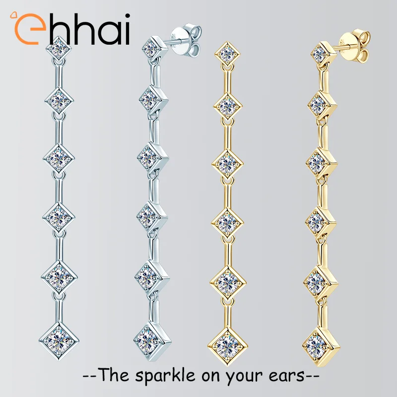 

Ehhai круглые муассанитовые висячие серьги-гвоздики для женщин, настоящие серьги из стерлингового серебра S925, серьги для пирсинга, ювелирные изделия, подарок Pendientes