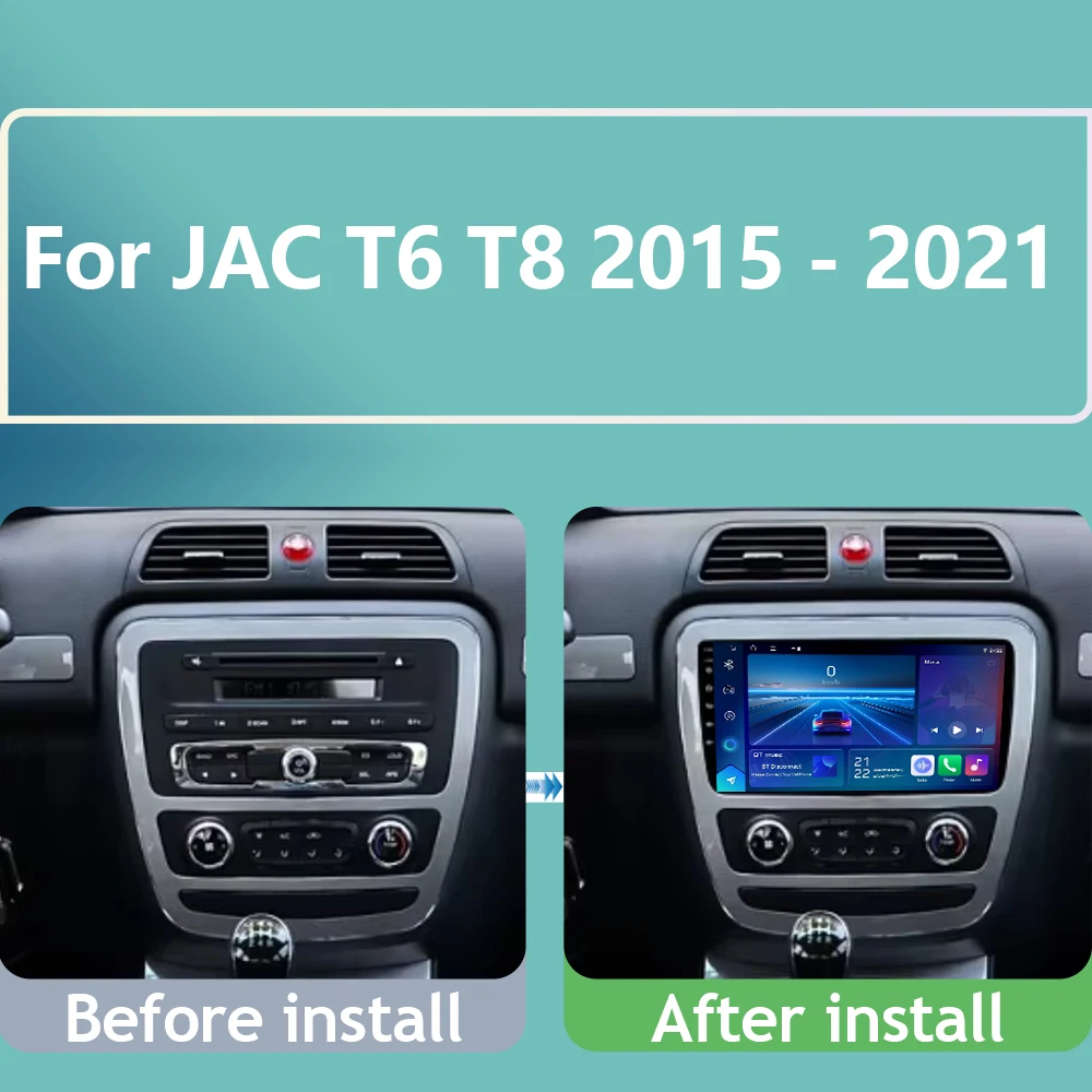 

BT Carpay For JAC T6 T8 2015 2016 2017 2018 2019 2020 2021 Android 16 Car Radio 5G wifi Stereo Multimedia Player GPS Navigation