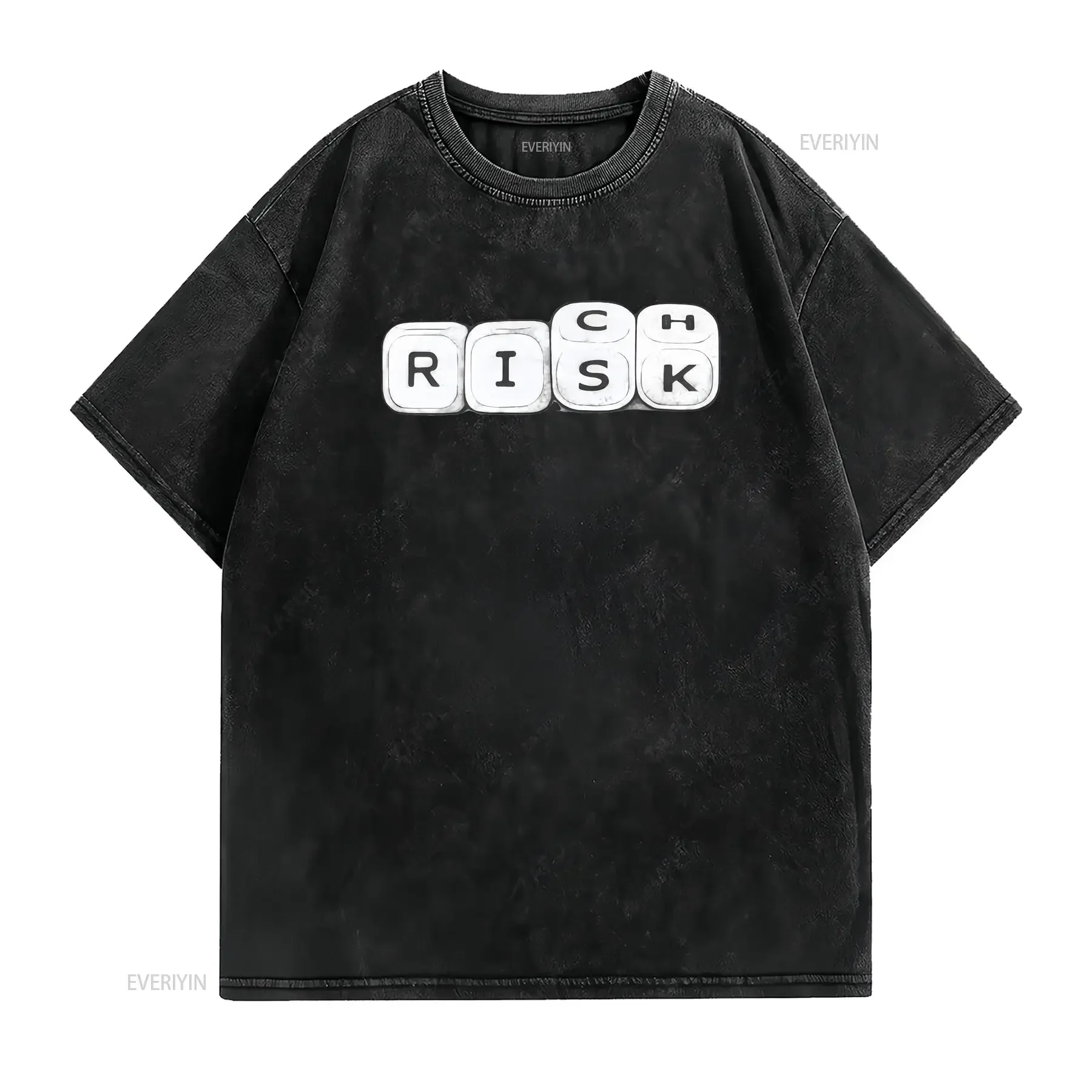 Vintage Y2K Rich Risk Roll Dice T Shirt Streetwear to tee Slot Machine Life Message for Father's Day Design vintage Washed