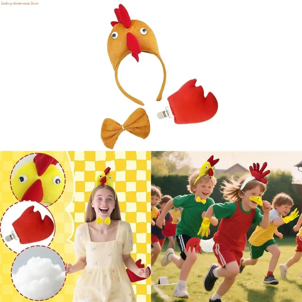 F92D Thanksgiving-outfits Thanksgiving Turkije-kostuums Set Turkije-hoofdband, vlinderdas, Turkije-staart