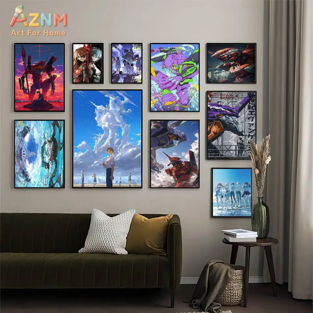 AZNM Neon Genesis Evangelion - Lienzo decorativo de anime, diseño de EVA Unidad 01 y Shinji Ikari Asuka Langley Rei Ayanami, sin marco