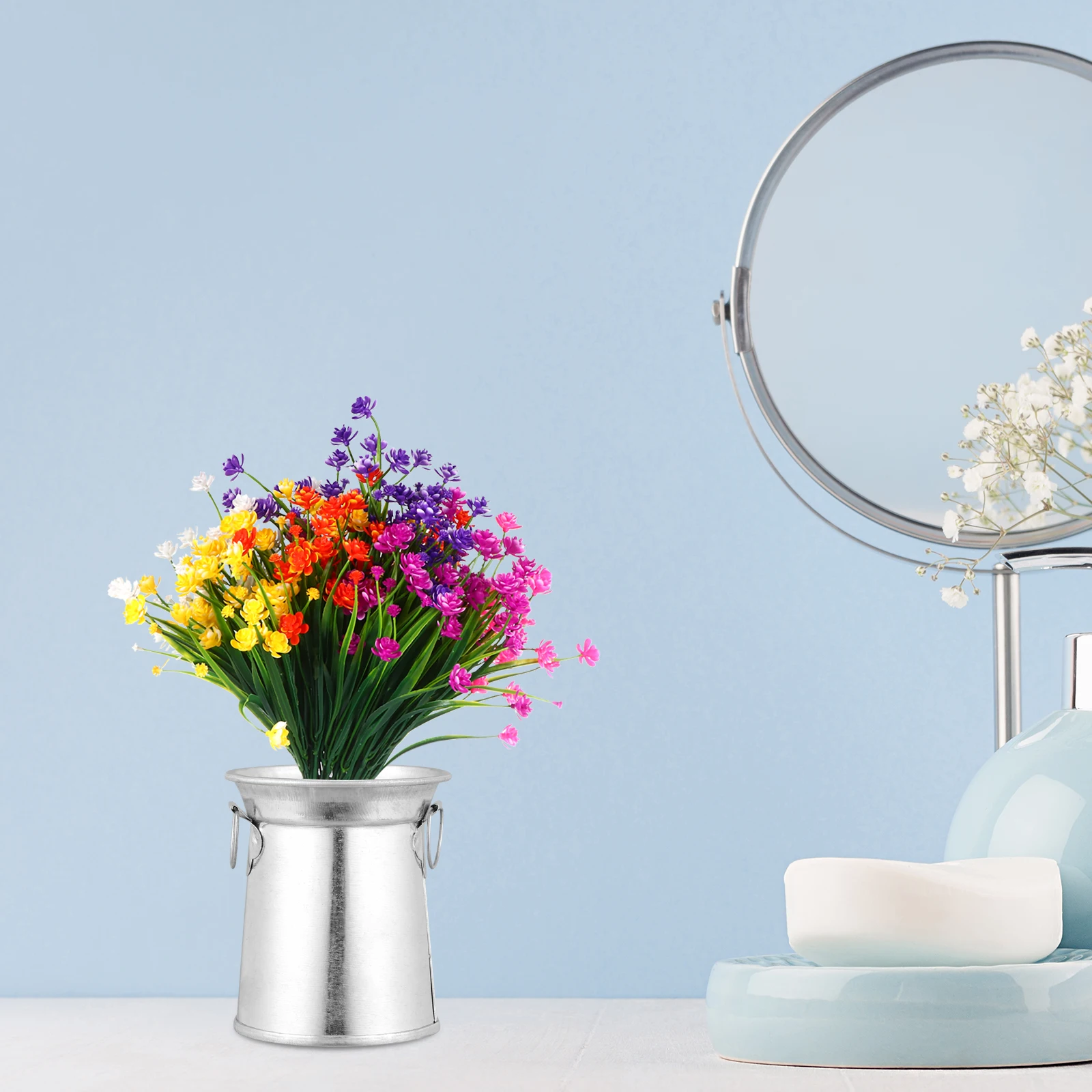 

3 Pcs Iron Vase Flower Pot Retro Tinplate Bucket Decorative Holder for Home Garden Office Hotel Restaurant Vintage Style