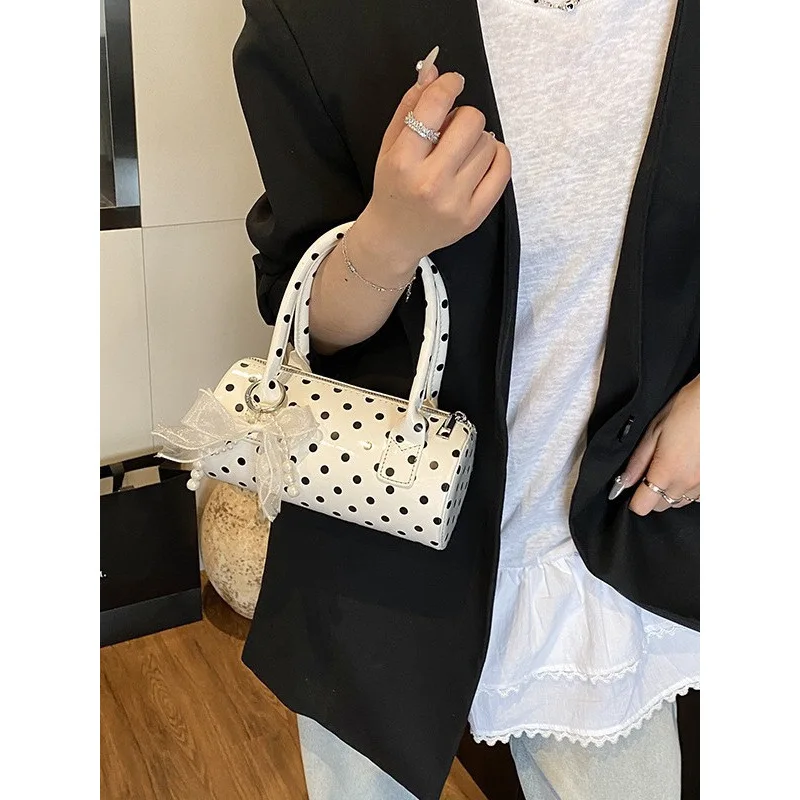 

Handbag, small tote bag for women, versatile high-end polka dot niche pillow bag, shoulder and crossbody bag