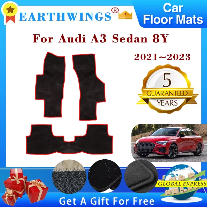 アウディ-a3-セダン-8y-2021-2022-2023用-車用フロアマット-ラグ-パネル-フットパッド-カーペットカバー-滑り止めフットパッド-自動車アクセサリー-ステッカー