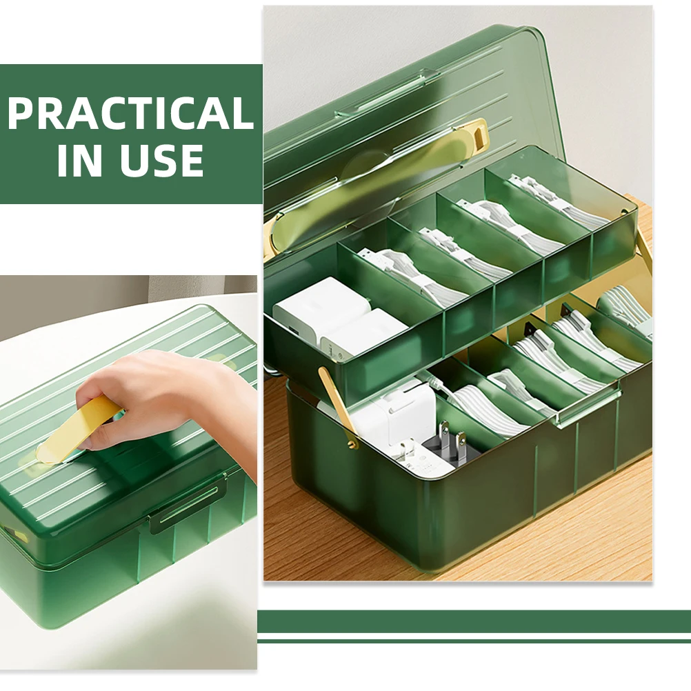 Desk Cable Management Box with Lid Slim Cord Organizer Storage Electronics Organizer Case for Office Home Travel