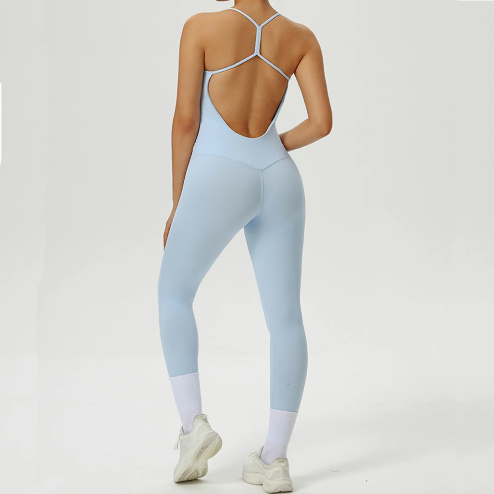 

Fitness Jumpsuit One Piece Yoga Suit Gym Workout Bodysuit Women Cross Suspenders Sports Playsuit Female Running Backless Romper