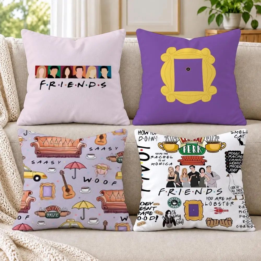 Classic F-Friends TV Show Cushion Cover Short Plush Double-Sided Printing Sofa Bedroom Living Room Throw Pillow Cover Home Decor