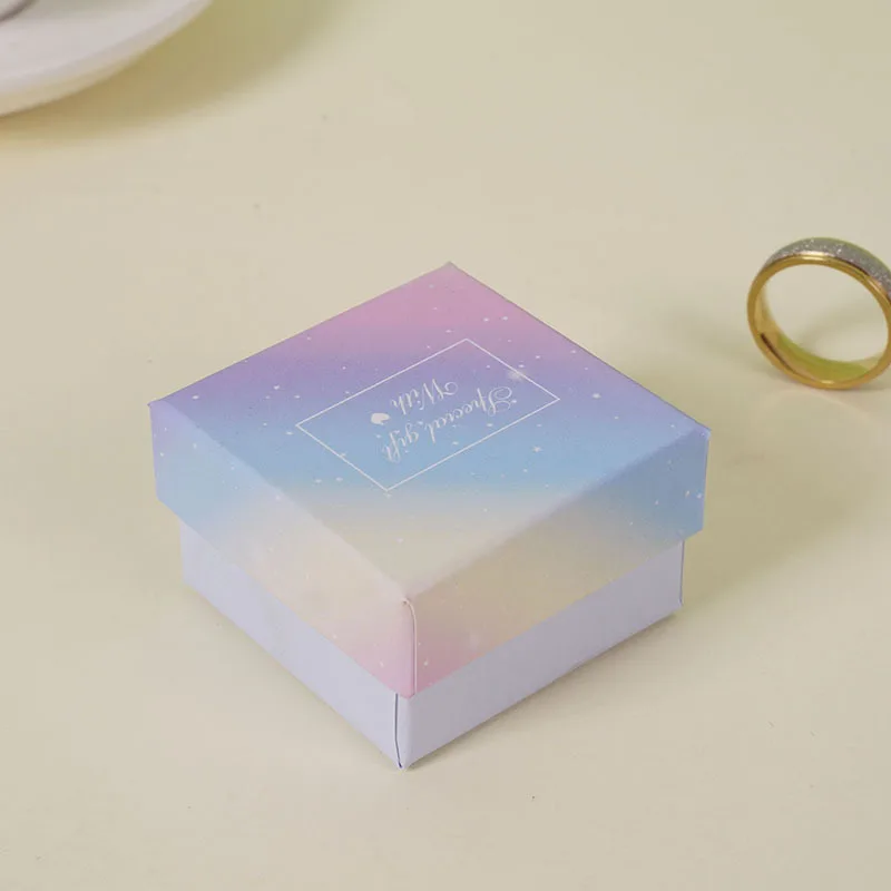 Customized. Jewelry Box Rings Ear Studs Packaging Box Ornament Storage Box Hand Tiandigai Gradient Color Box