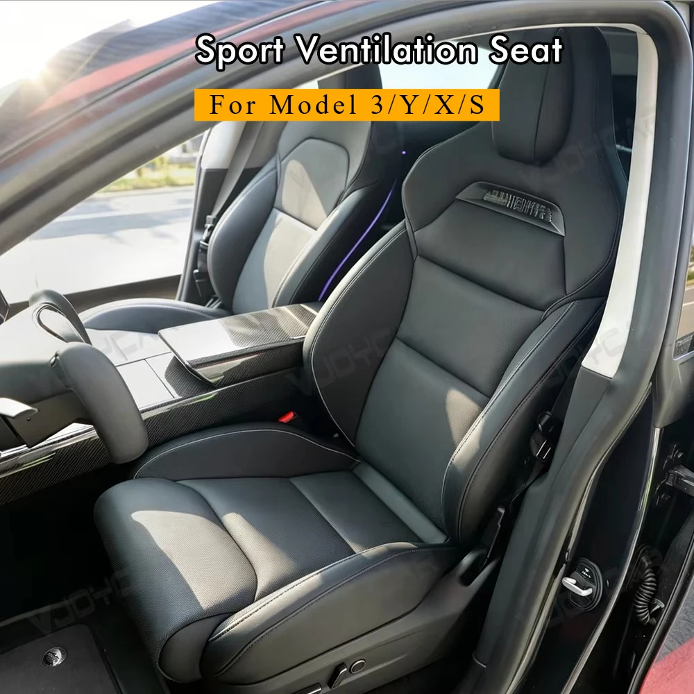 Ventilated Sports Seat Cushion for Model 3 Y 2021-2026 Cooling Leather Custom Synthetic Suede Car Upgrade