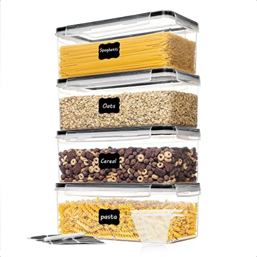 

Vtopmart Airtight Food Storage Containers with Lids 4PCS Set 3.2L Plastic Spaghetti Canisters for Pasta organizer BPA Free Air