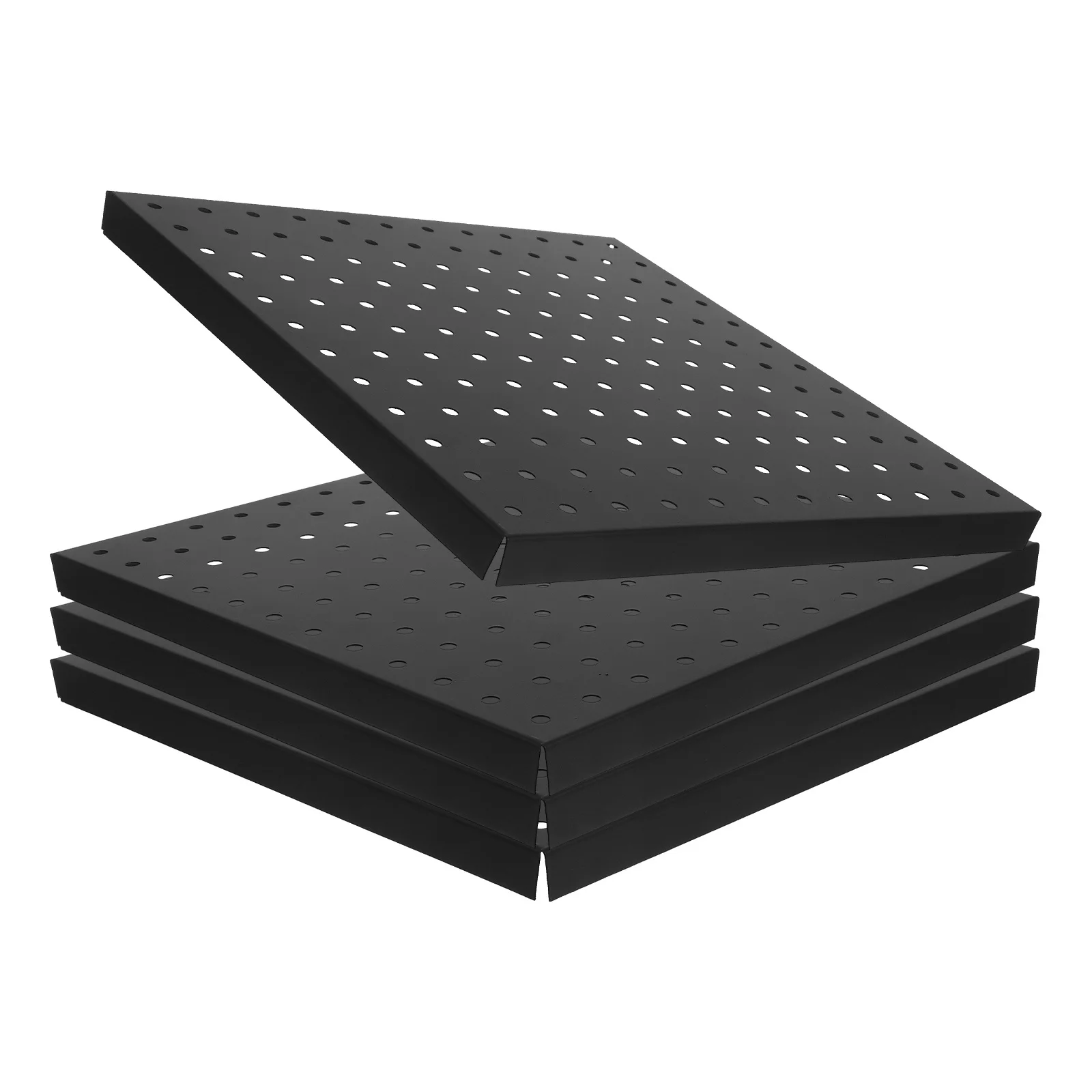 

4pcs Heavy Duty Pegboard Panels Black Metal Wall Organizer For Garage Tool Storage Office Kitchen No Drill Wall Mounted Utility