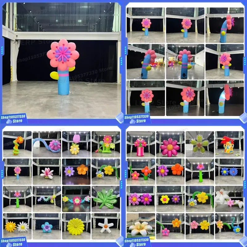 Custom 2.5m Giant Inflatable Flower with LED Lights Multi Color Air Blown Decoration for Stage Props Music Festival Event