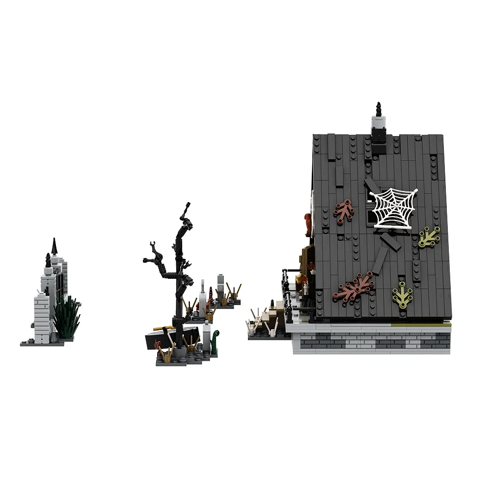 Gobricks MOC-casa de bloques de construcción de bruja de terror para Halloween, casa en forma de A, Jack Skellingtons, casa de ladrillos, modelo, juguetes para niños, regalos