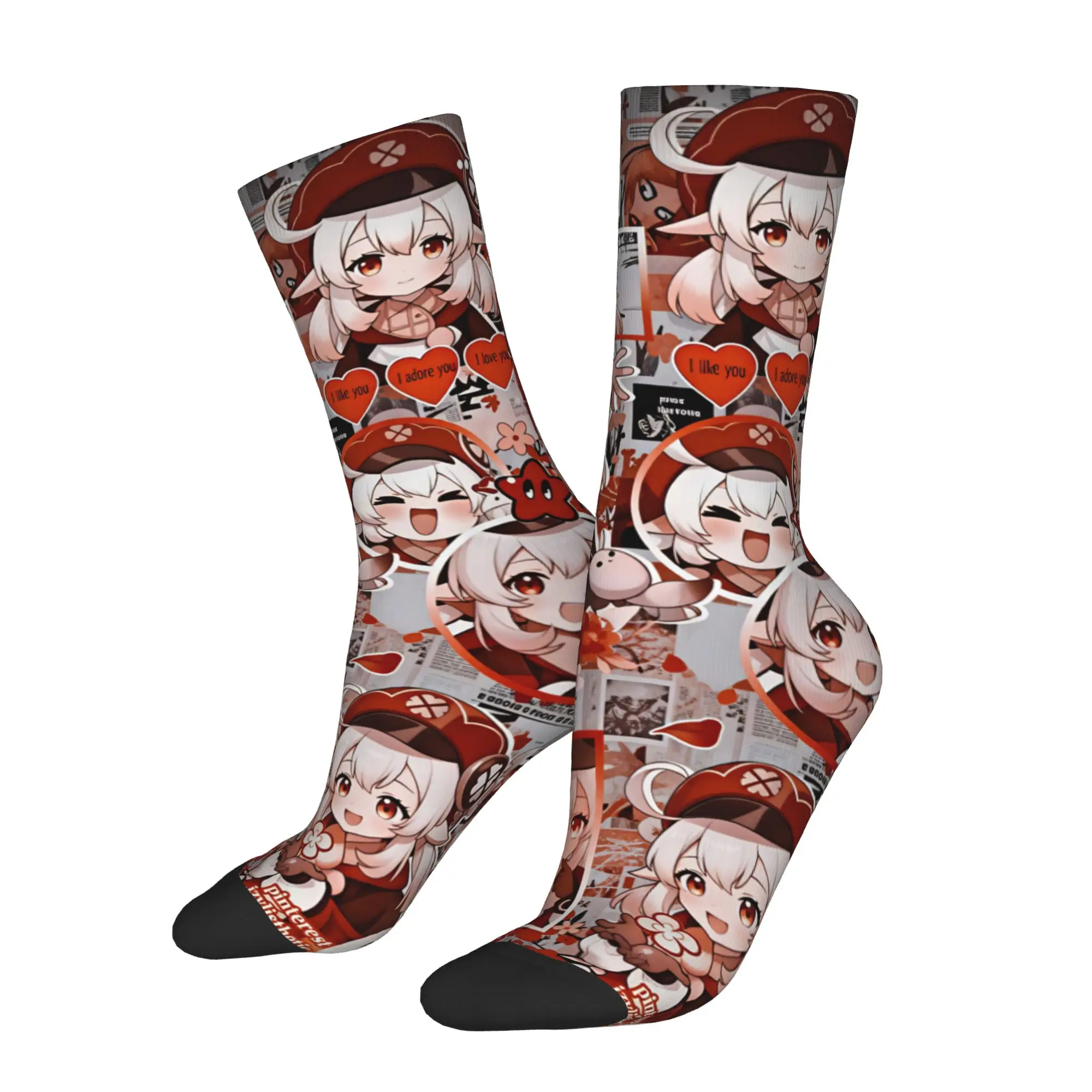 Funny Mens G-Genshin L-Impact Manga Dress Socks Unisex Warm Comfortable 3D Printing Anime Kawaii Crew Socks