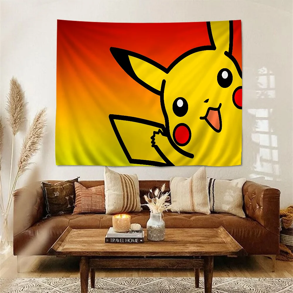 P-Pokémons P-Pikachu Anime Tapestry Indian Buddha Wall Decoration Witchcraft Bohemian Hippie Wall Hanging Sheets