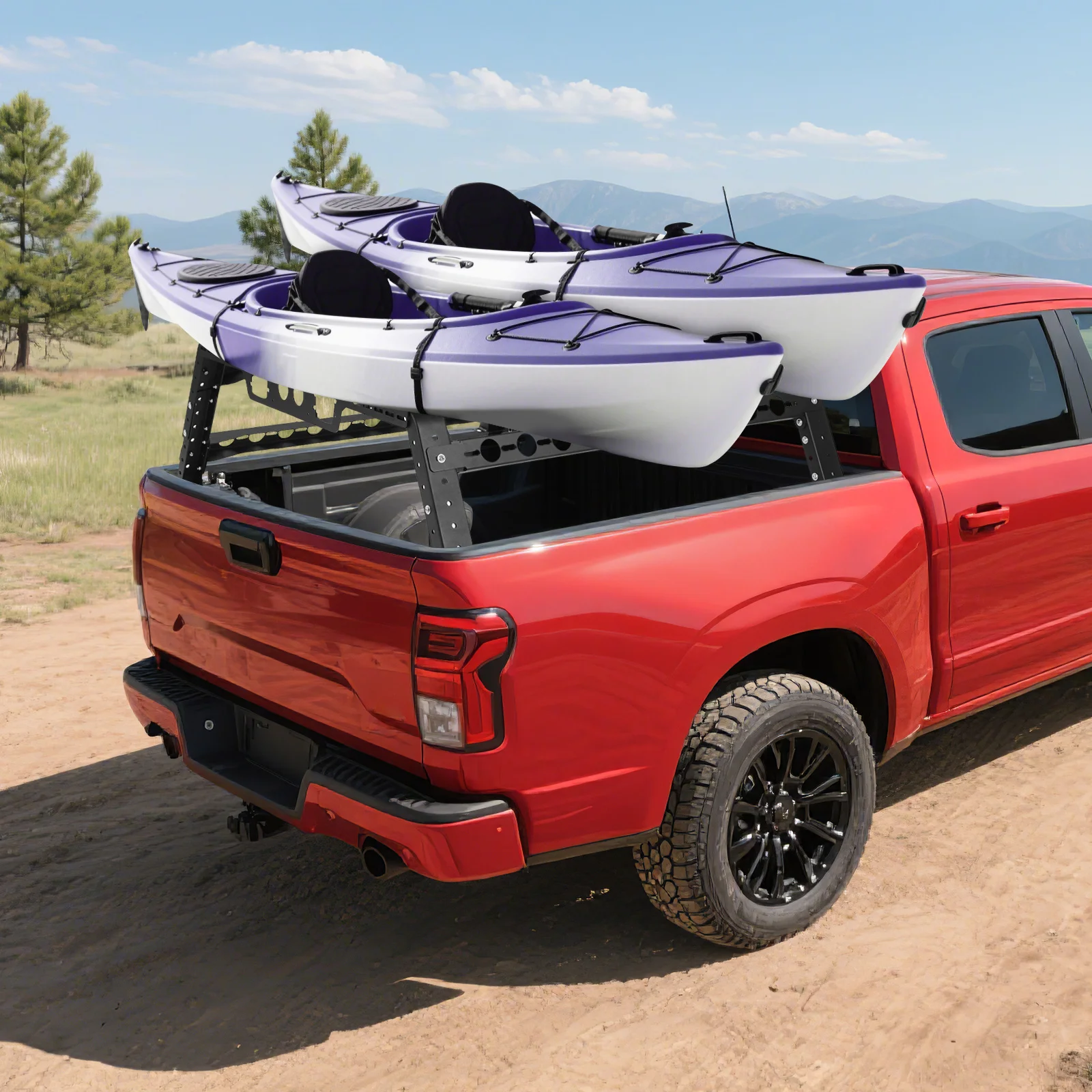 

1 Set Ladder Rack For Truck: Adjustable Truck Bed Rack For Off-Road Vehicles - Heavy-Duty Cargo Carrier With Cross Bar - Truckbed Extender