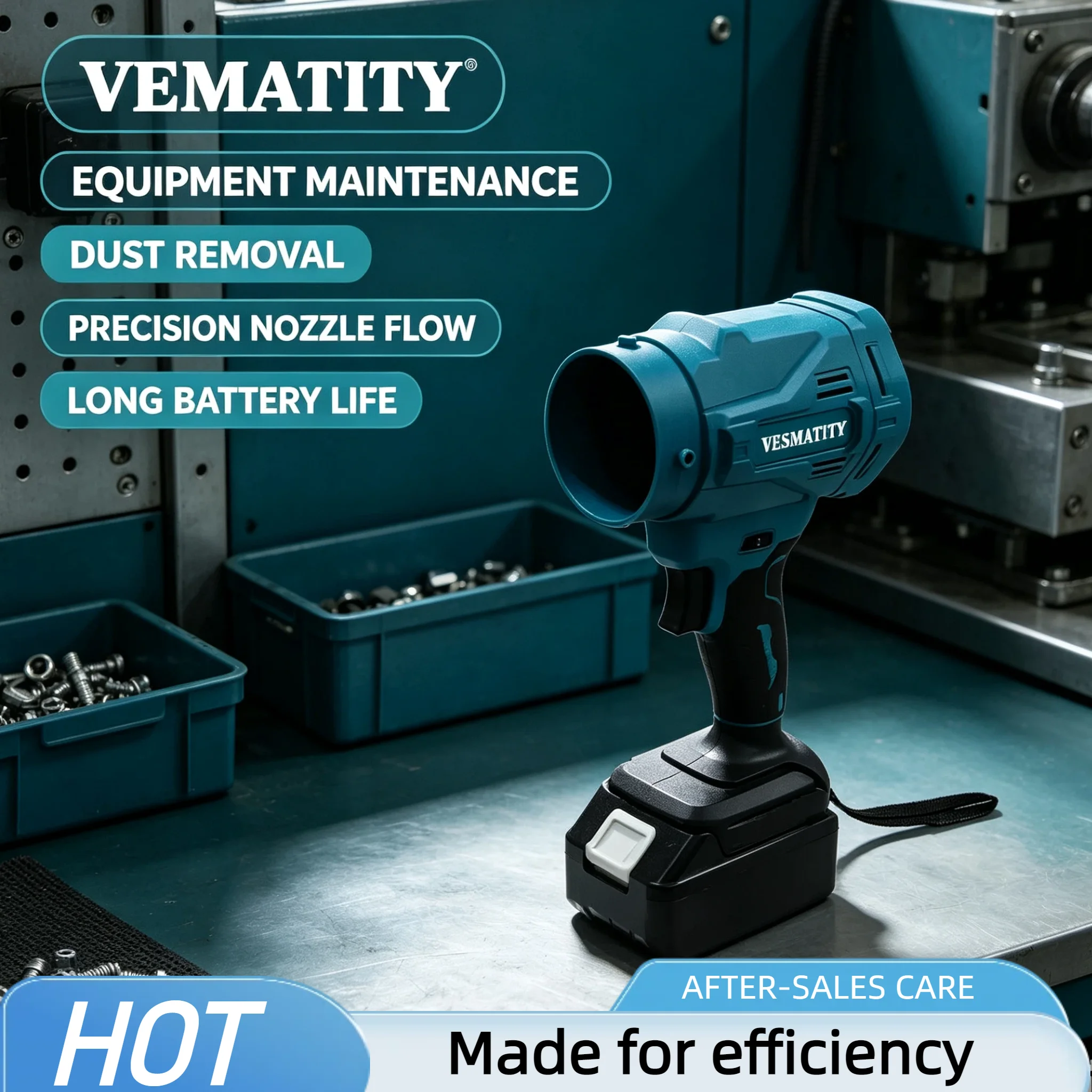 VESMATITY Dust Removal Tool Brushless Electric Hair Dryer 130000 RPM 6 Speed Jet Turbine Fan for  18V 20V Battery Core
