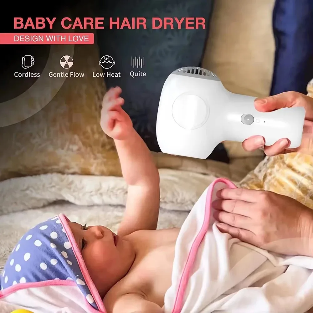 Portable 60W Small Wireless Hair Dryer Thermostatic Blowing Convenient No Radiation Low Noise Suitable For Infants And Children