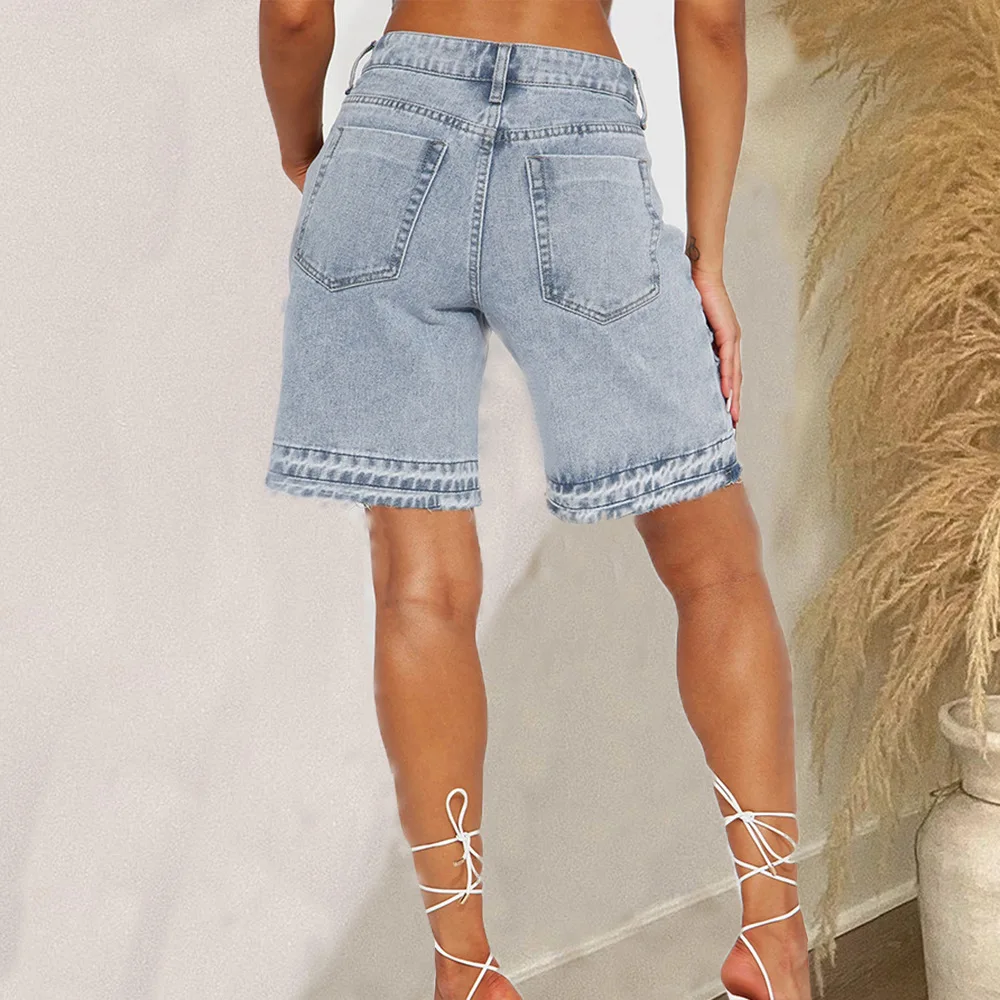 

New Styledenim Shorts For Womenspicy Girls' Perforated High Waist Jeans Women's 2024 Summer New Line Street Wash Personalized Ta