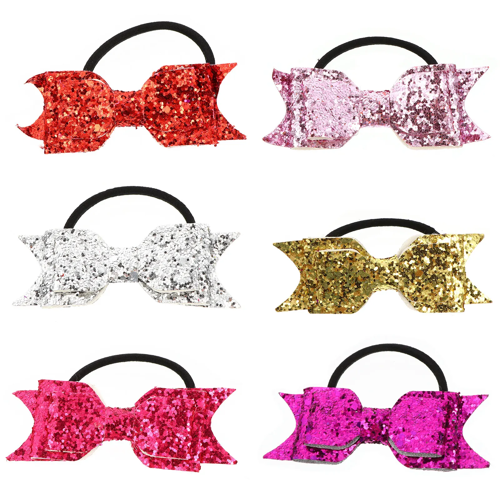 

6 Pcs Bow Tie Hair Ties Shiny Ribbon Durable Practical Lightweight Ponytail Holders Buns Accessories Girls Headdress Woman Hair