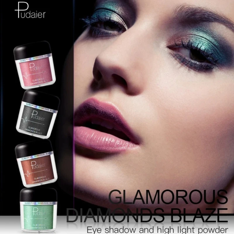 Nowe brokatowe cienie do powiek w pudrze, pigmenty, łatwe w aplikacji, wodoodporne, połyskujące kosmetyki w pudrze, makijaż, pojedynczy metaliczny kolor.