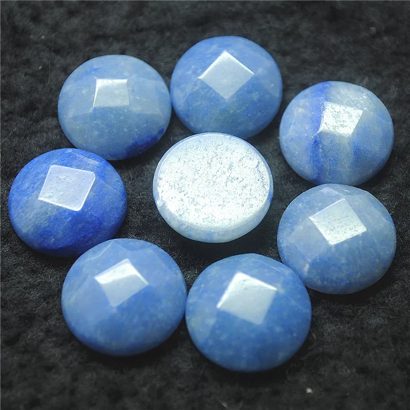 

5PCS Nature Blue Aventurine Stone Cabochons Red Unakite Beads Faceted Surface Size 18MM DIY Jewelry Accessories Free Shippings