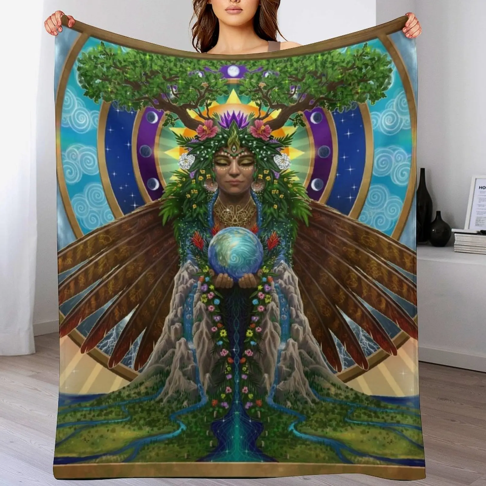 

Gaia: Sacred System Throw Blanket Soft Cozy Blanket for Pet Kids Adults