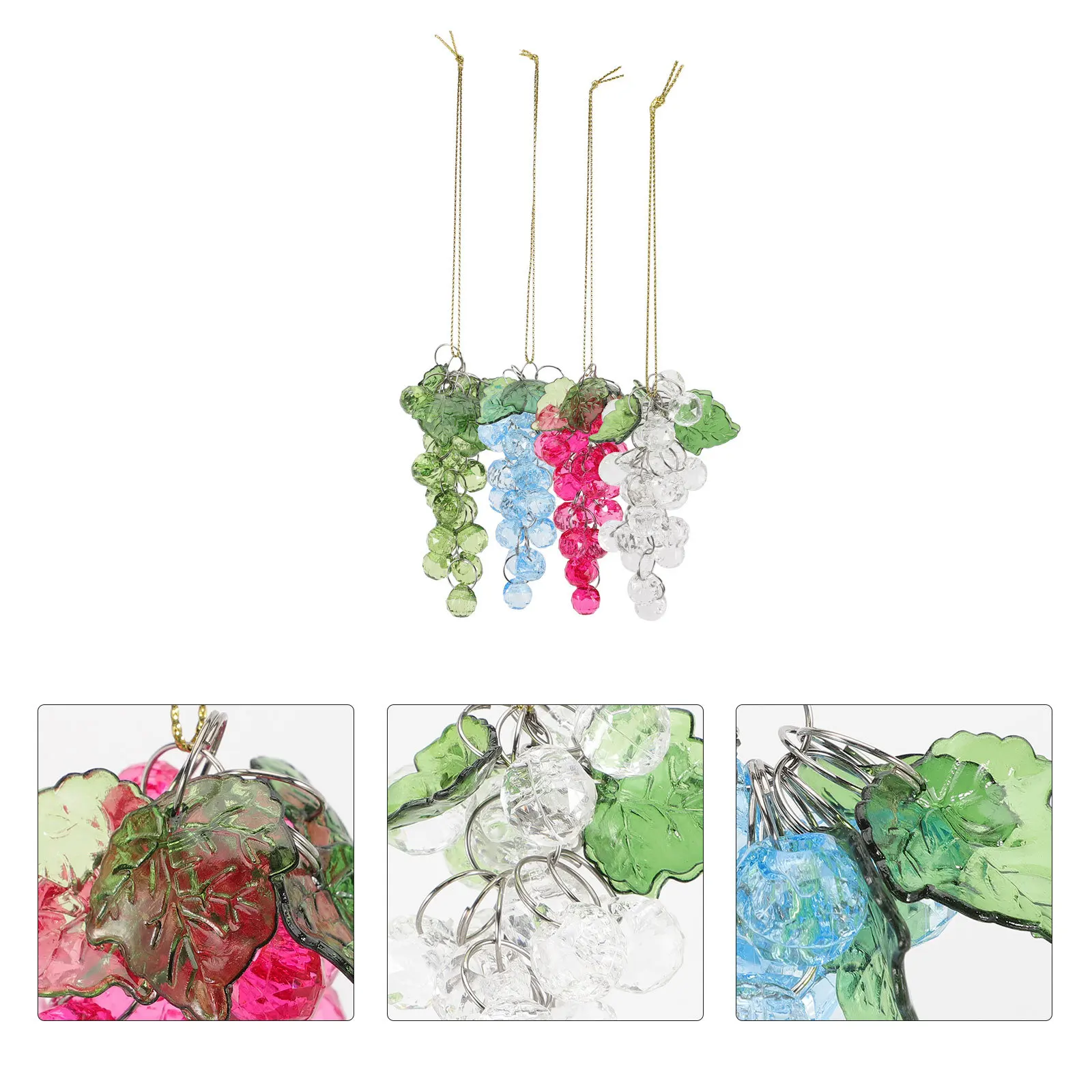 

4Pcs Acrylic Grape Beaded Ornament Hanging Decorations for Party Wedding Christmas Home Decor Cluster Pendant Grape Decoration