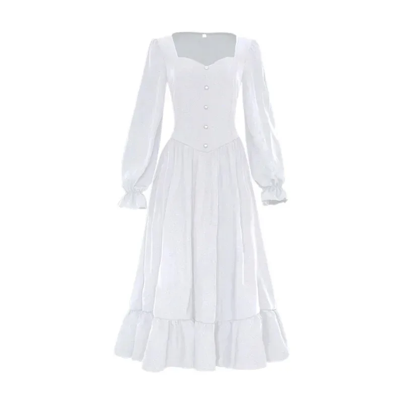 أنيمي القرون الوسطى الرجعية القوطية الخامس الرقبة طويلة تأثيري فستان سيدة نوبال رائجة البيع جديد عصر النهضة الريفية المرأة تنورة فساتين الرقص